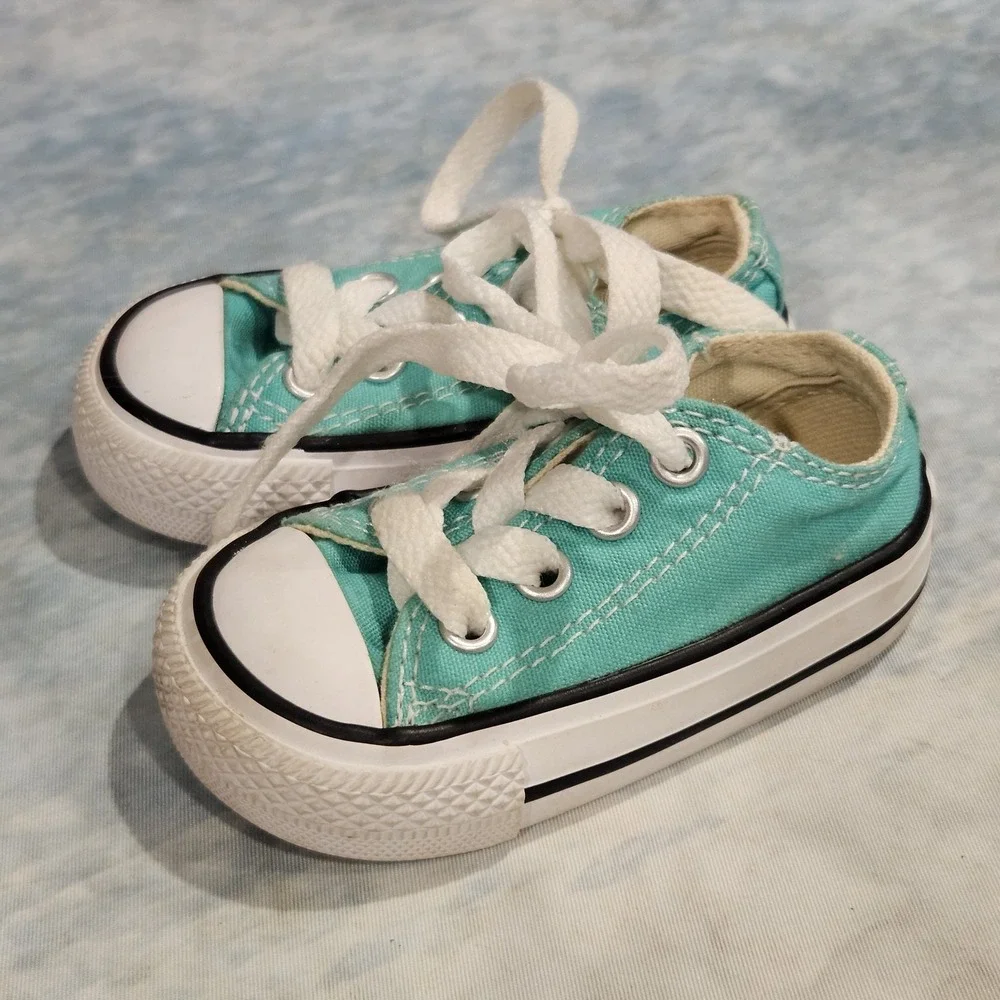 Converse All Star Toddler‎ Teal Low Top Sneakers Baby Size 2 Chuck Taylor